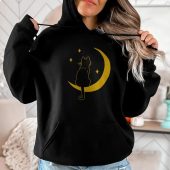 Cat In The Moon Design Hoodie