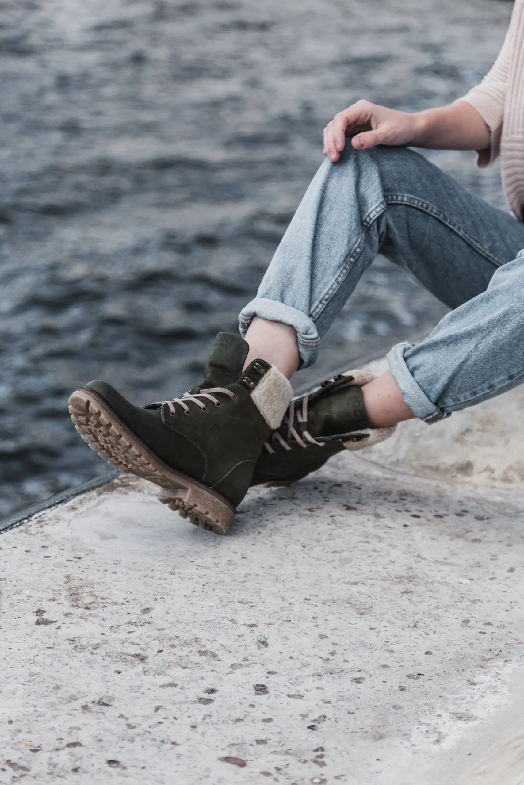 Women’s Olive Nubuck Lace-up Ankle Boots