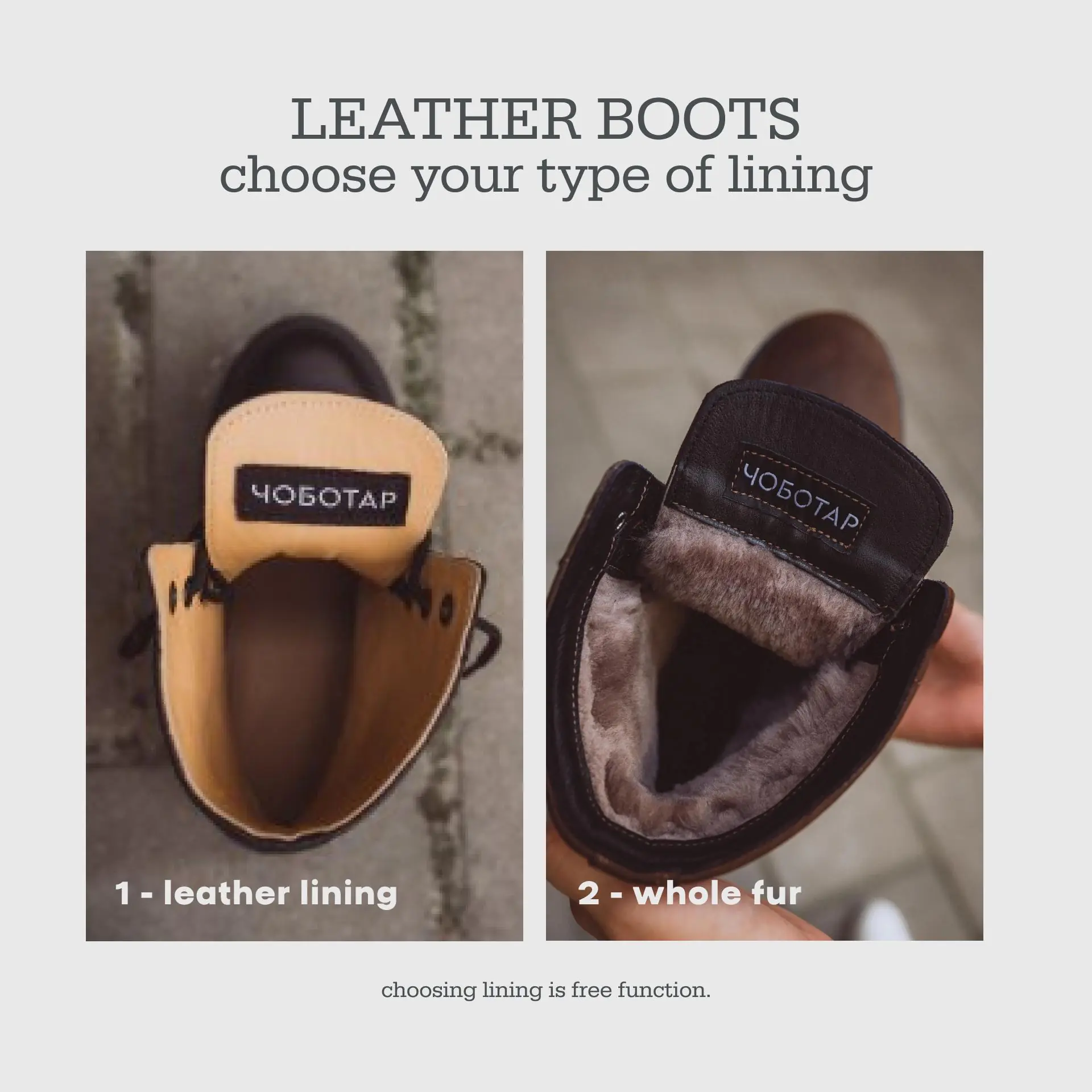 Mens Brown Leather Work Boots Fur Lined Combat