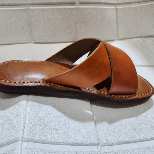 Women’s Brown Crisscross Moroccan Leather Sandals