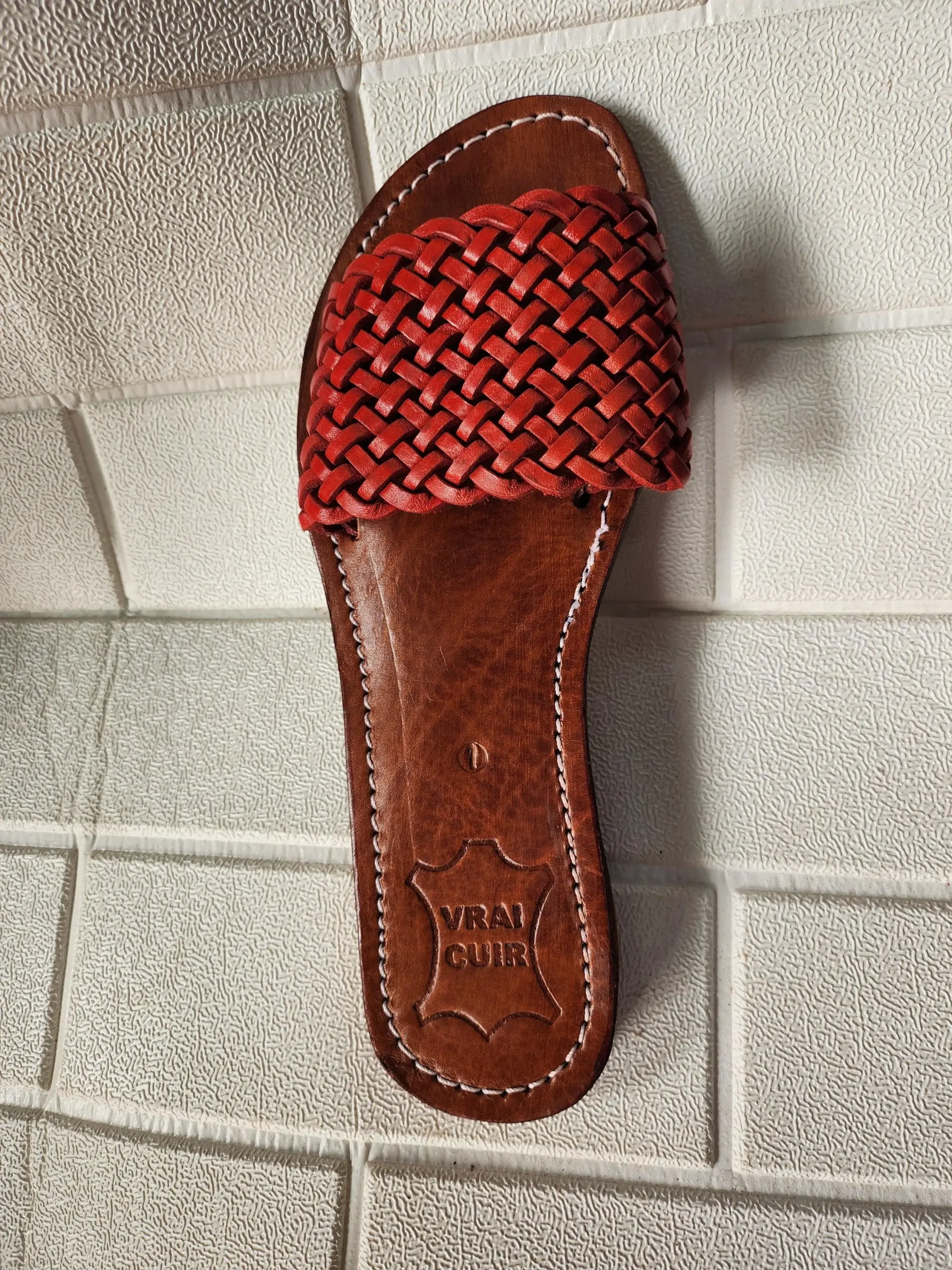 Women’s Terracotta Braided Moroccan Leather Slides