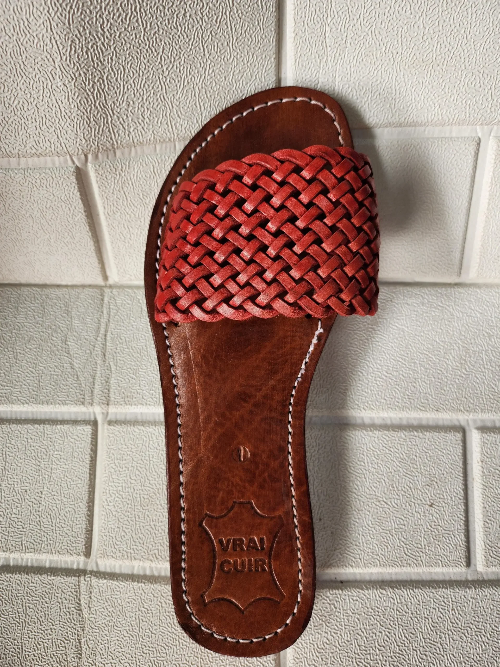 Women’s Terracotta Braided Moroccan Leather Slides