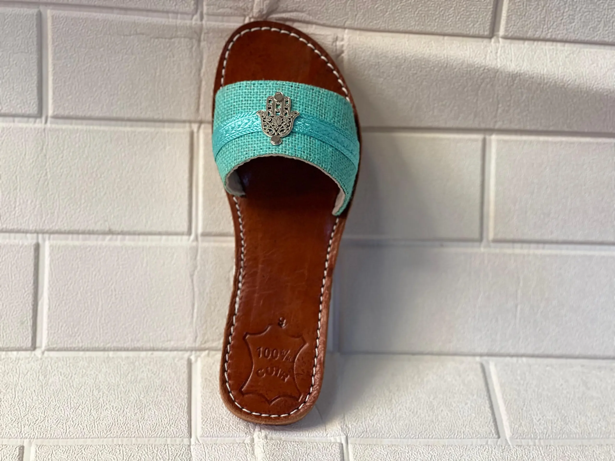 Women’s Turquoise Hamsa Moroccan Leather Sandals