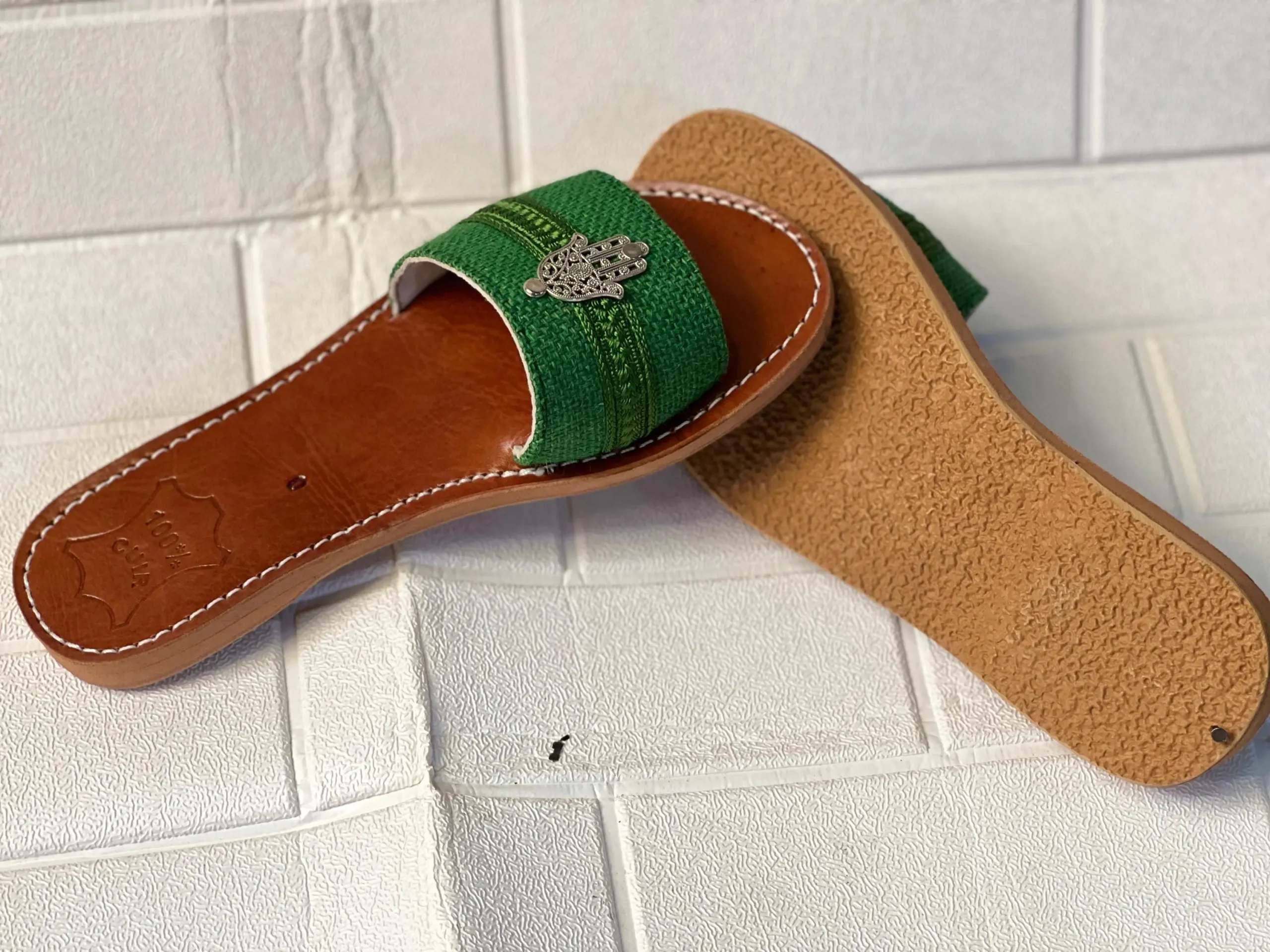 Women’s Turquoise Hamsa Moroccan Leather Sandals