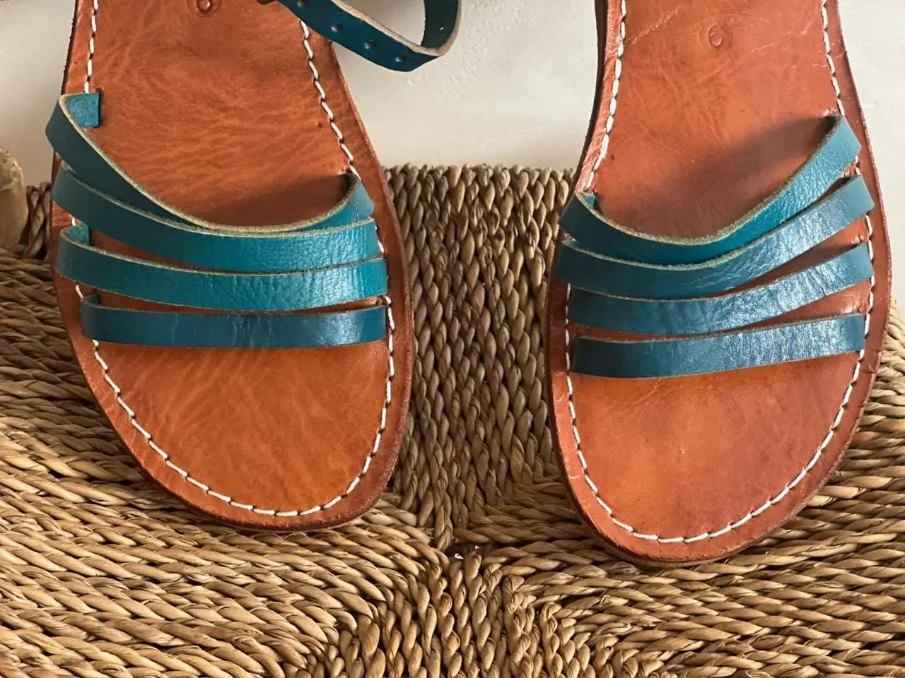 Women’s Blue Strappy Moroccan Leather Sandals