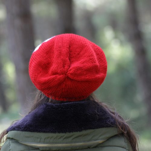 Winter Slouch Heart Beanie For Women: Red With