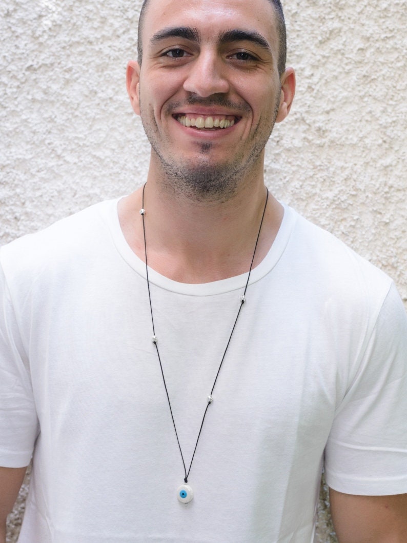 Evil Eye Pendant Necklace Mens Protection Jewelry Adjustable