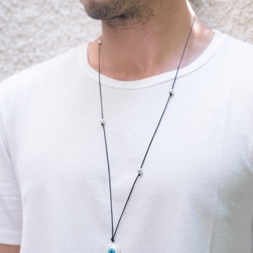 Evil Eye Pendant Necklace Mens Protection Jewelry Adjustable