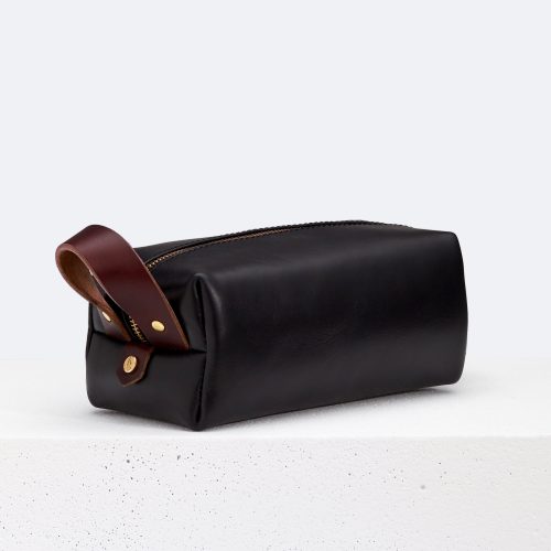 Horween Black Chromexcel Leather Dopp Kit Bag /