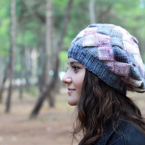 Multicolor Knitted Hat: Handmade Women's Winter Wool Beret