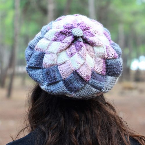 Multicolor Knitted Hat: Handmade Women's Winter Wool Beret