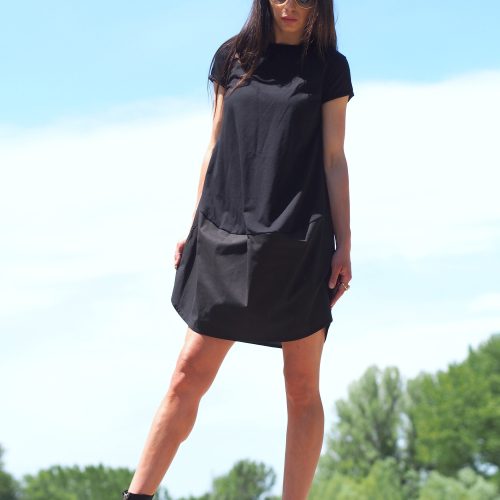Women Casual Dress T Shirt Extravagant Short Black
