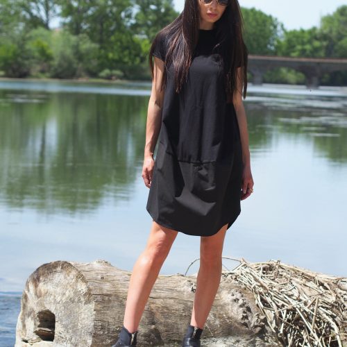 Women Casual Dress T Shirt Extravagant Short Black