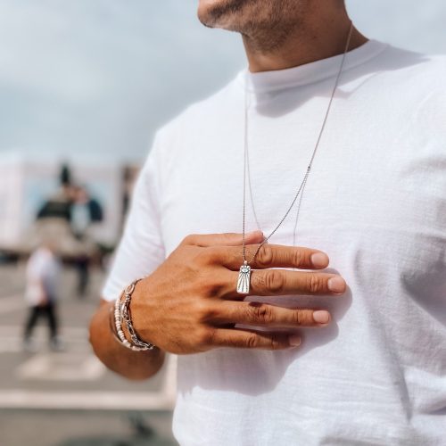 Men's Evil Eye Pendant Silver Necklace For Men