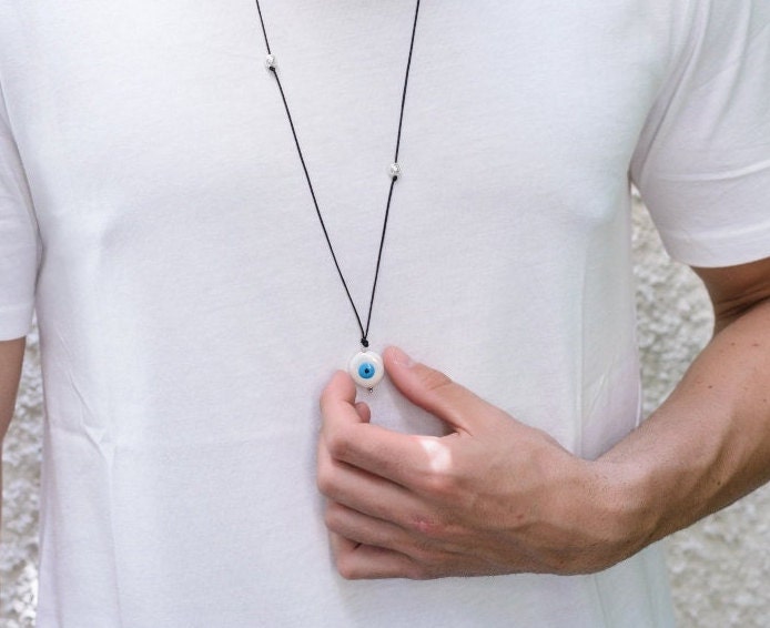 Evil Eye Pendant Necklace Mens Protection Jewelry Adjustable