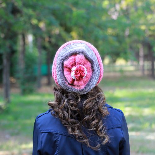Womens Pom Beanie Hat: Slouchy Handknit Winter