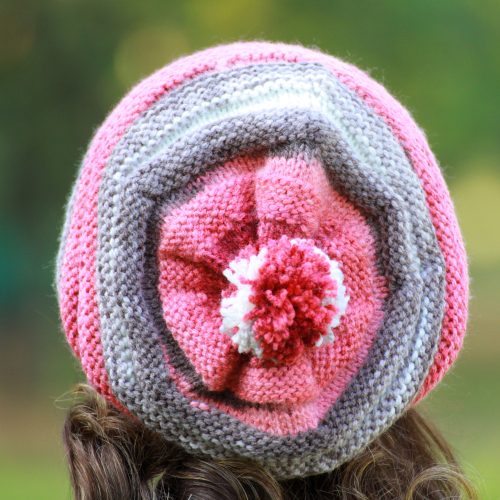 Womens Pom Beanie Hat: Slouchy Handknit Winter