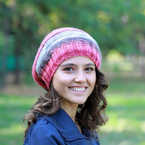 Womens Pom Beanie Hat: Slouchy Handknit Winter
