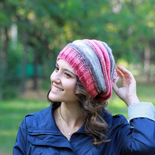 Womens Pom Beanie Hat: Slouchy Handknit Winter