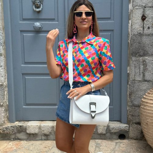 Handmade White Shoulder Bag Crossbody Women Handbag Full